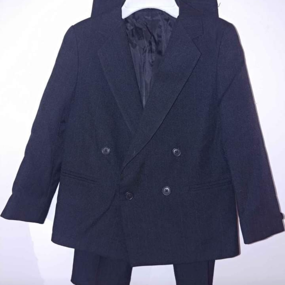 Boys Black Penstripe Suit